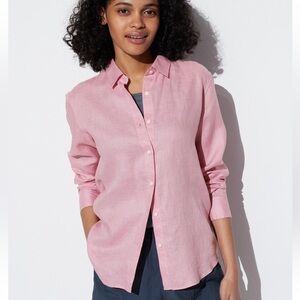 Uniqlo linen pink shirt